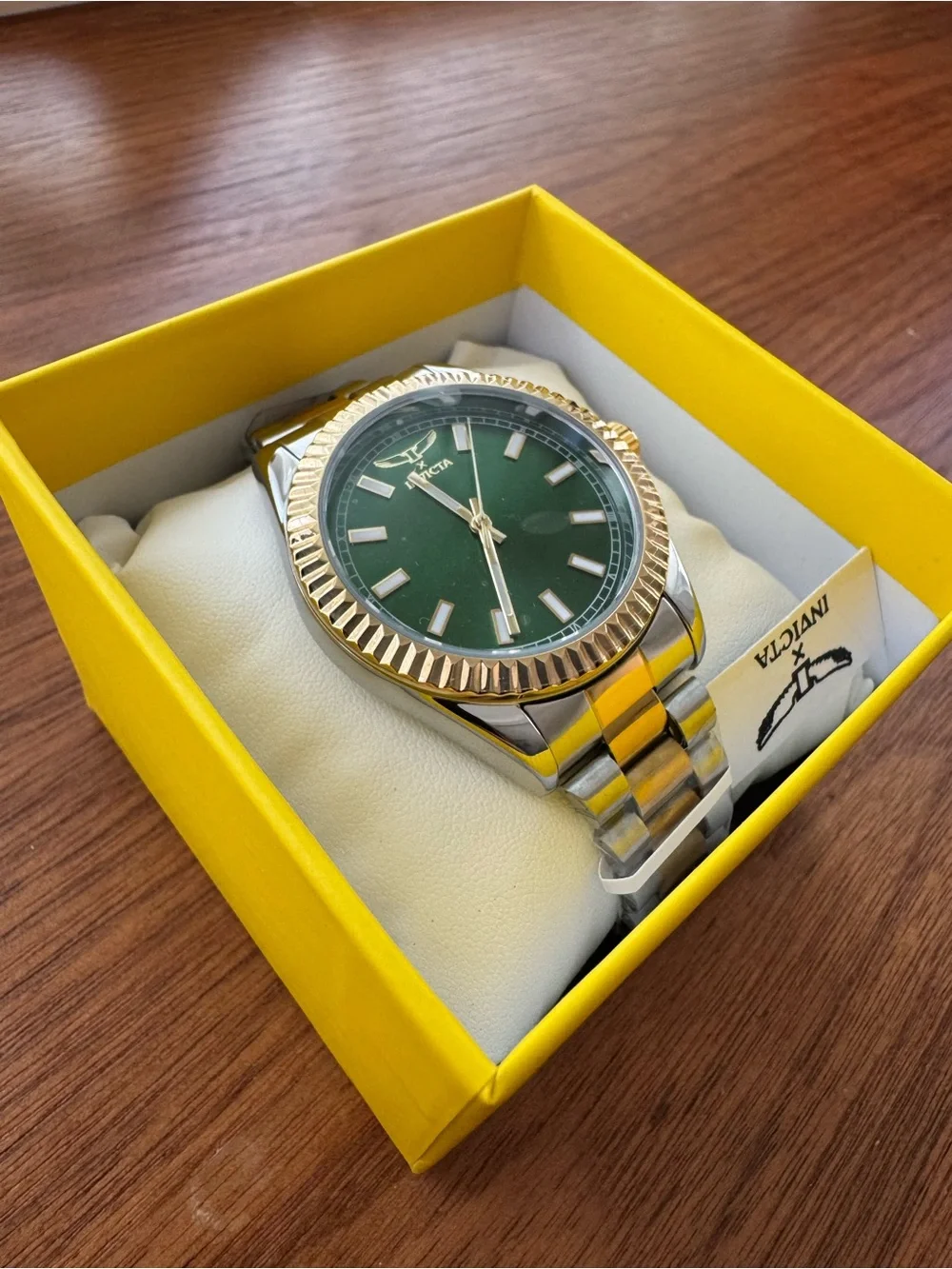 Invicta Two-Tone Gold & Silver Watch with Green Dial